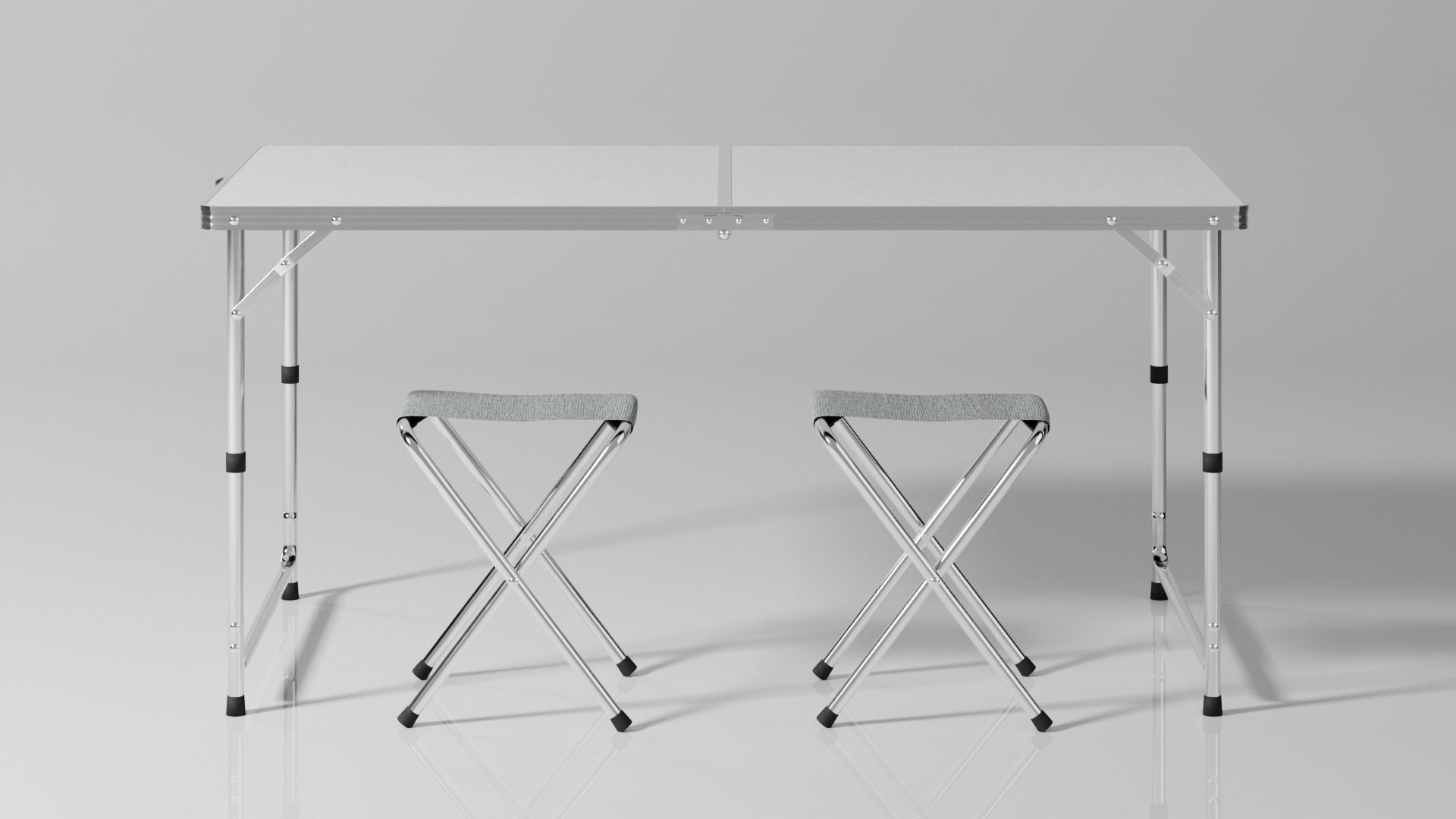 Folding table with chairs 3D model_2