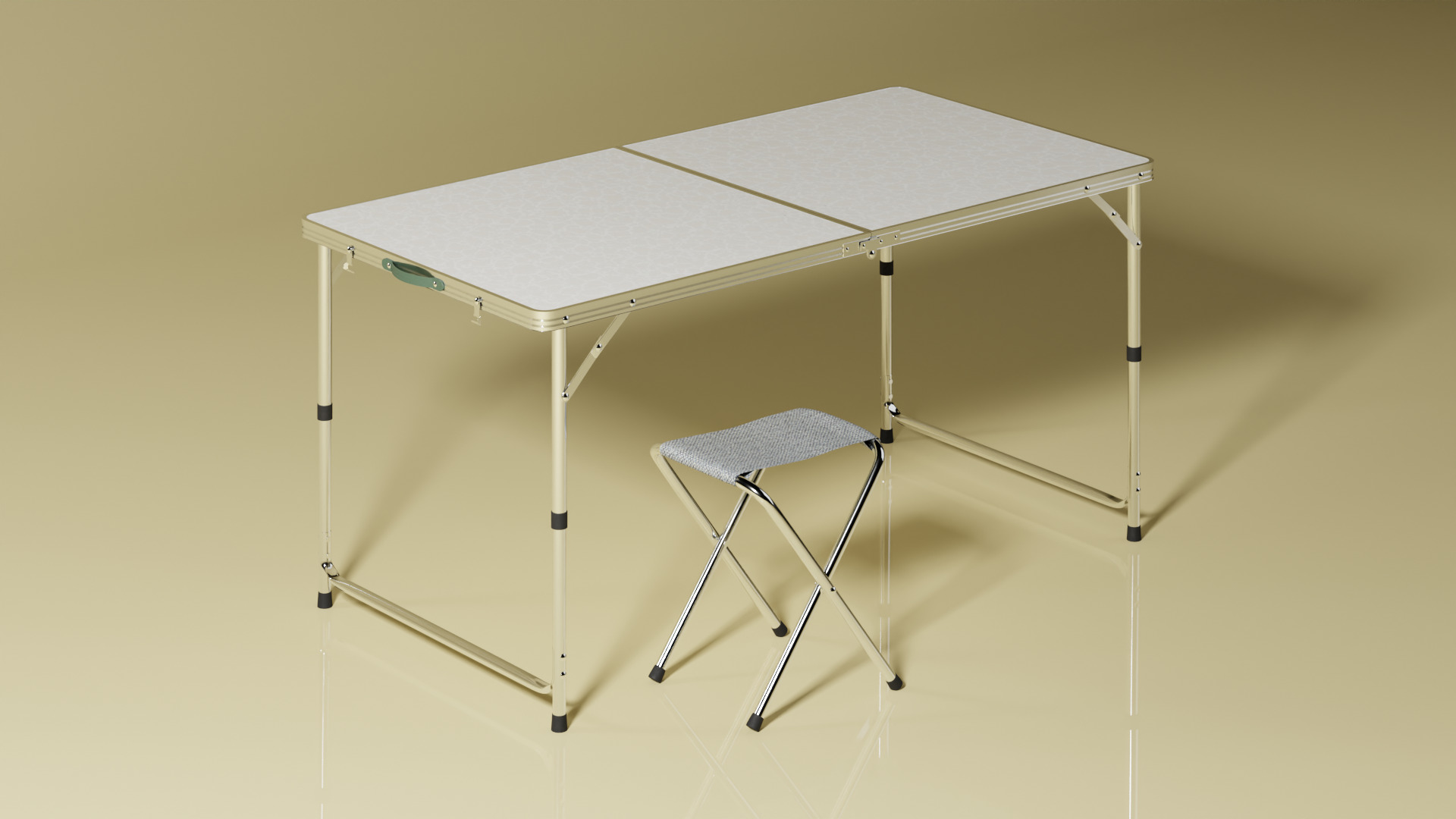 Folding table with chairs 3D model_1