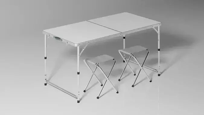 Folding table with chairs 3D model