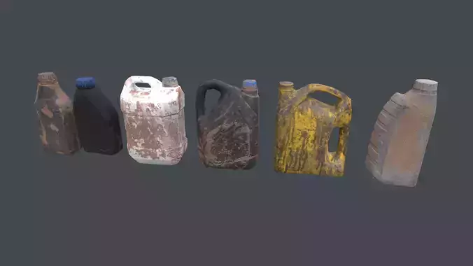 Car oil bottles Low-poly 3D model