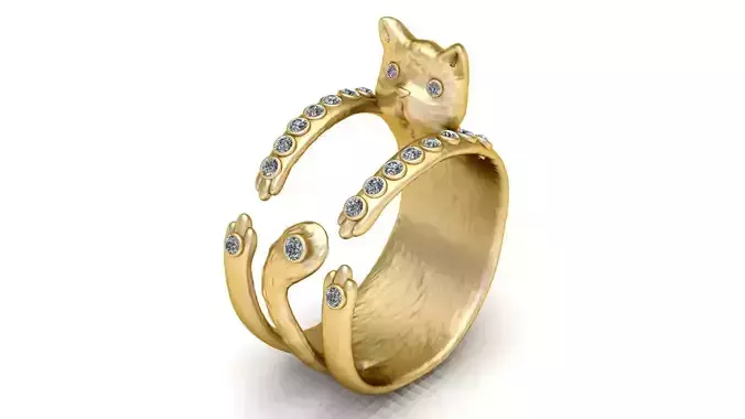 CAT ANIMAL DESIGN RING 3D PRINTABLE MODEL 3D print model
