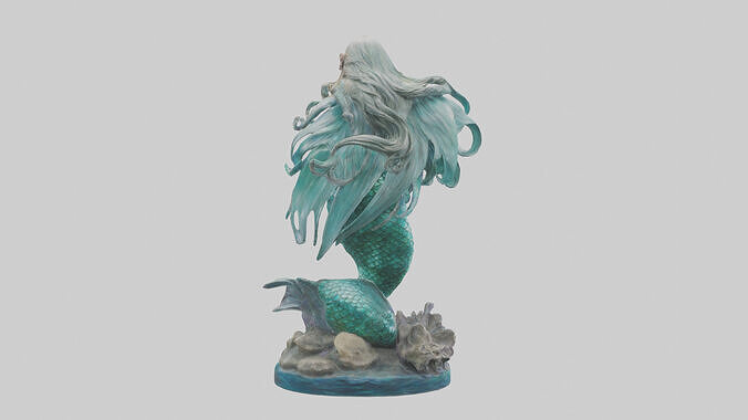 Fantasy Mermaid statue model Low-poly 3D model