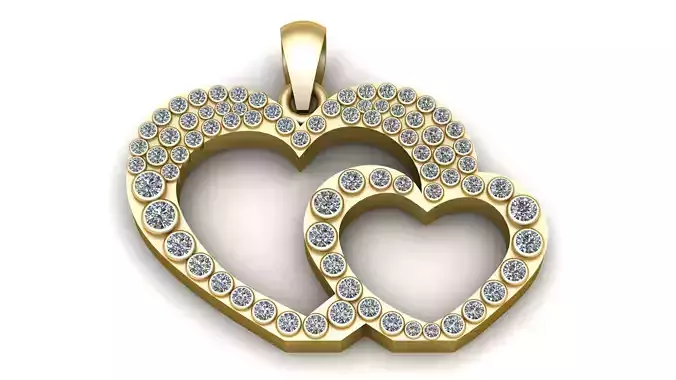 DOUBLE HEART DIAMOND PENDANT 3D PRINTABLE MODEL