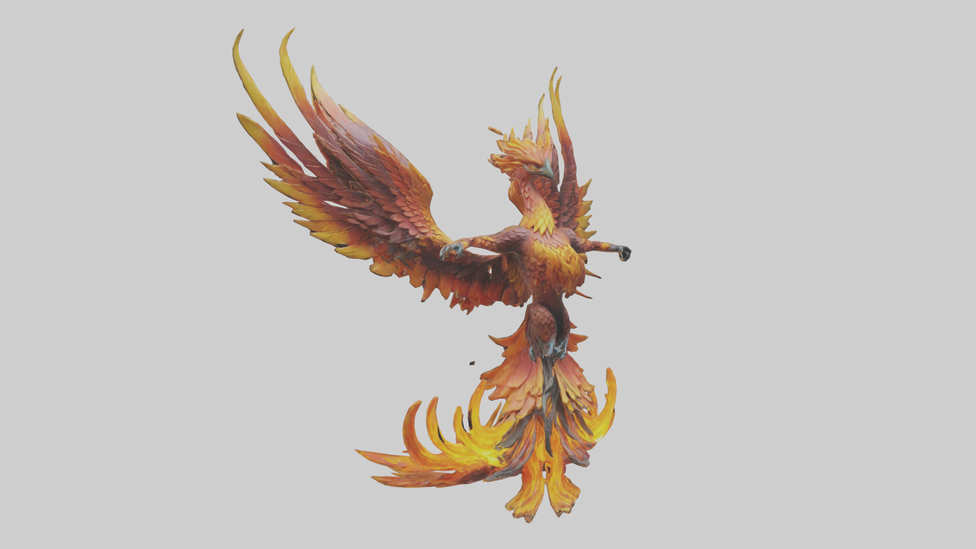 Elemental Phoenix statue model Low-poly 3D model_7