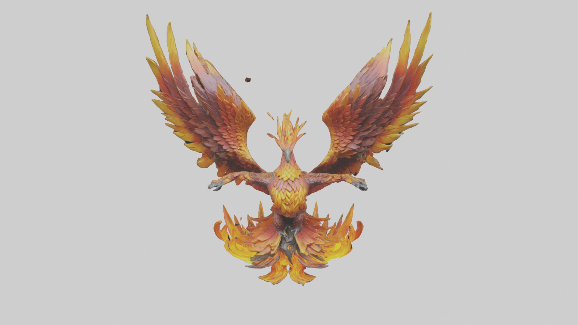 Elemental Phoenix statue model Low-poly 3D model_16