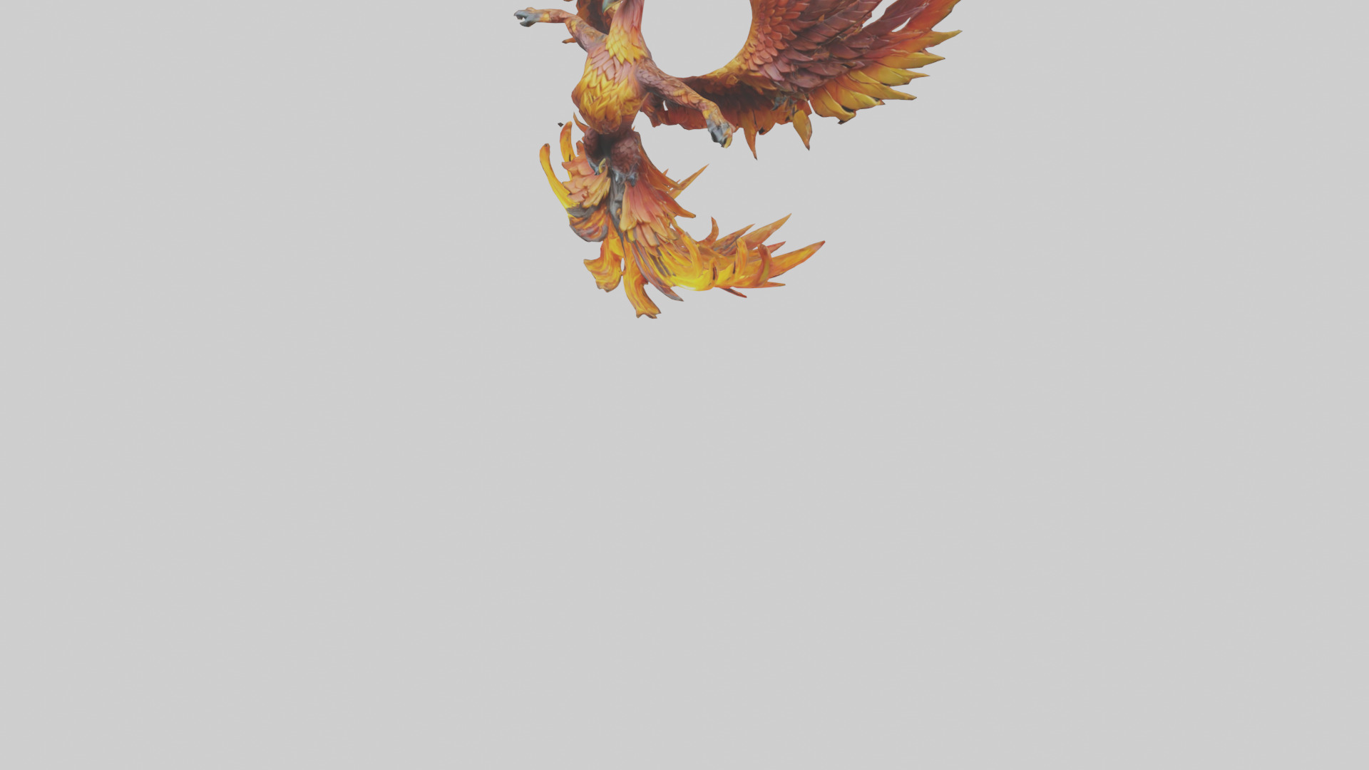 Elemental Phoenix statue model Low-poly 3D model_5