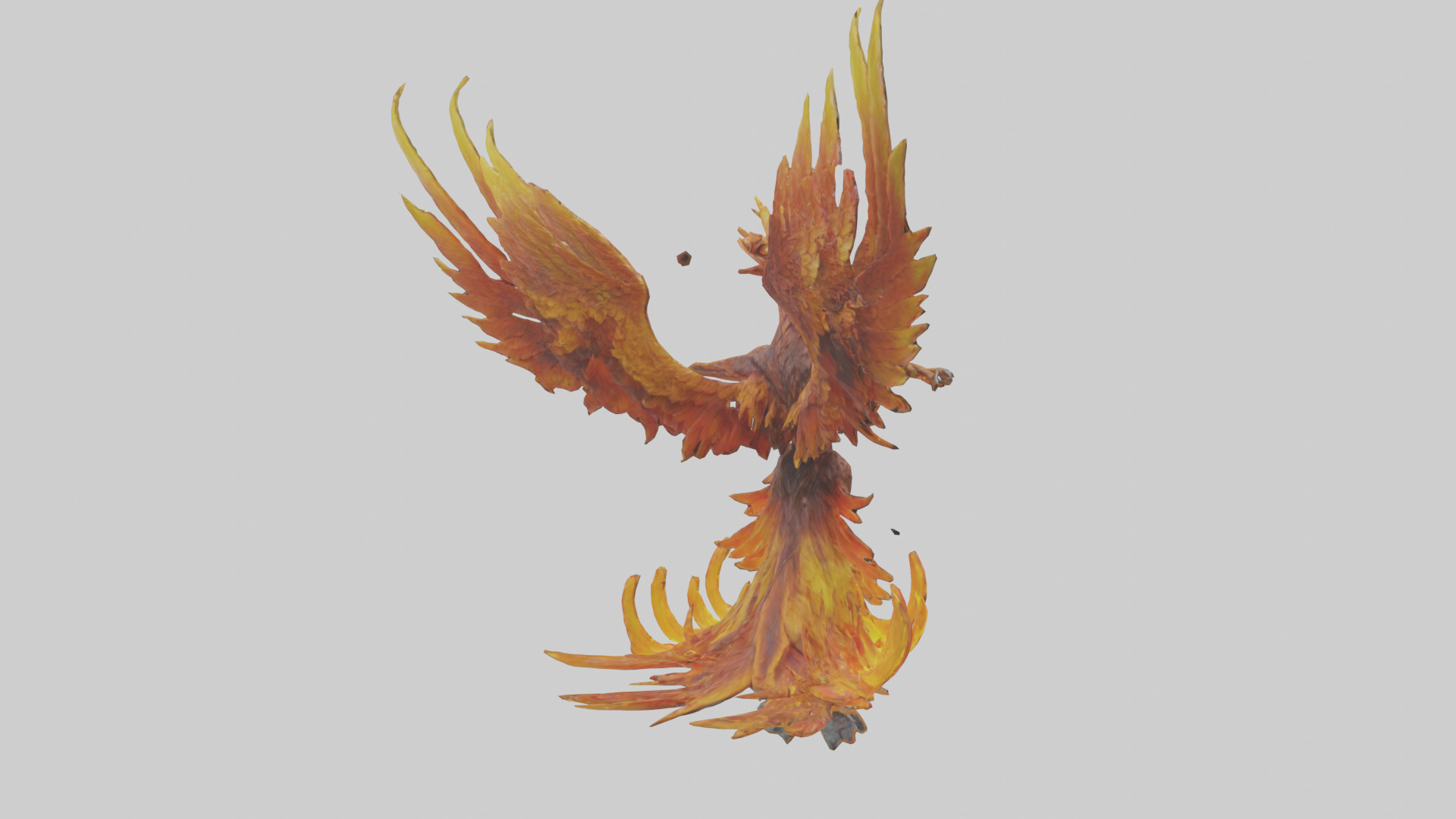 Elemental Phoenix statue model Low-poly 3D model_2