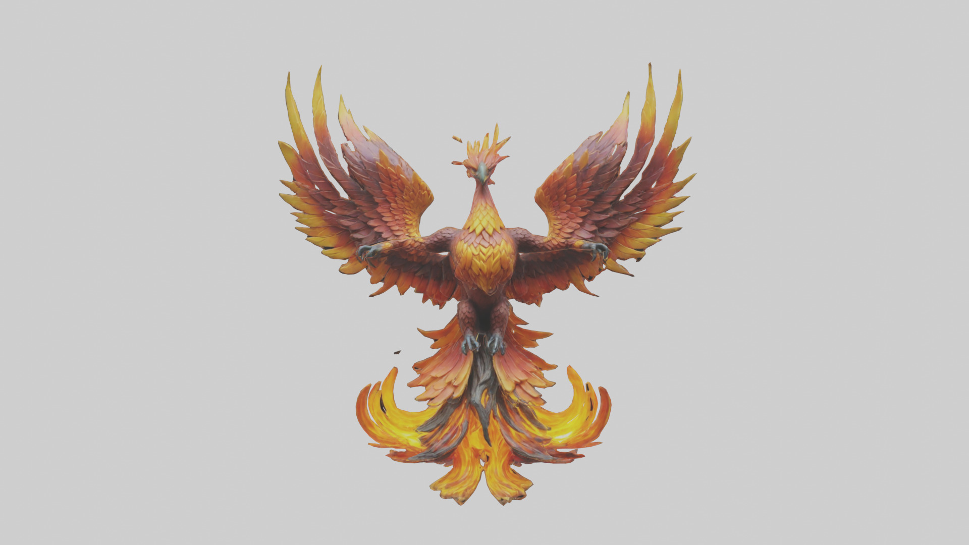 Elemental Phoenix statue model Low-poly 3D model_9