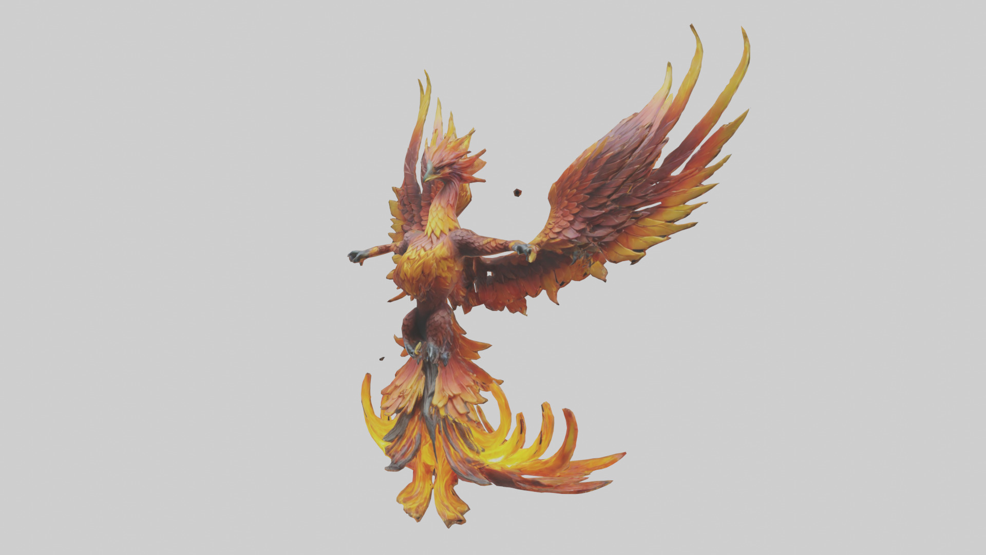 Elemental Phoenix statue model Low-poly 3D model_8