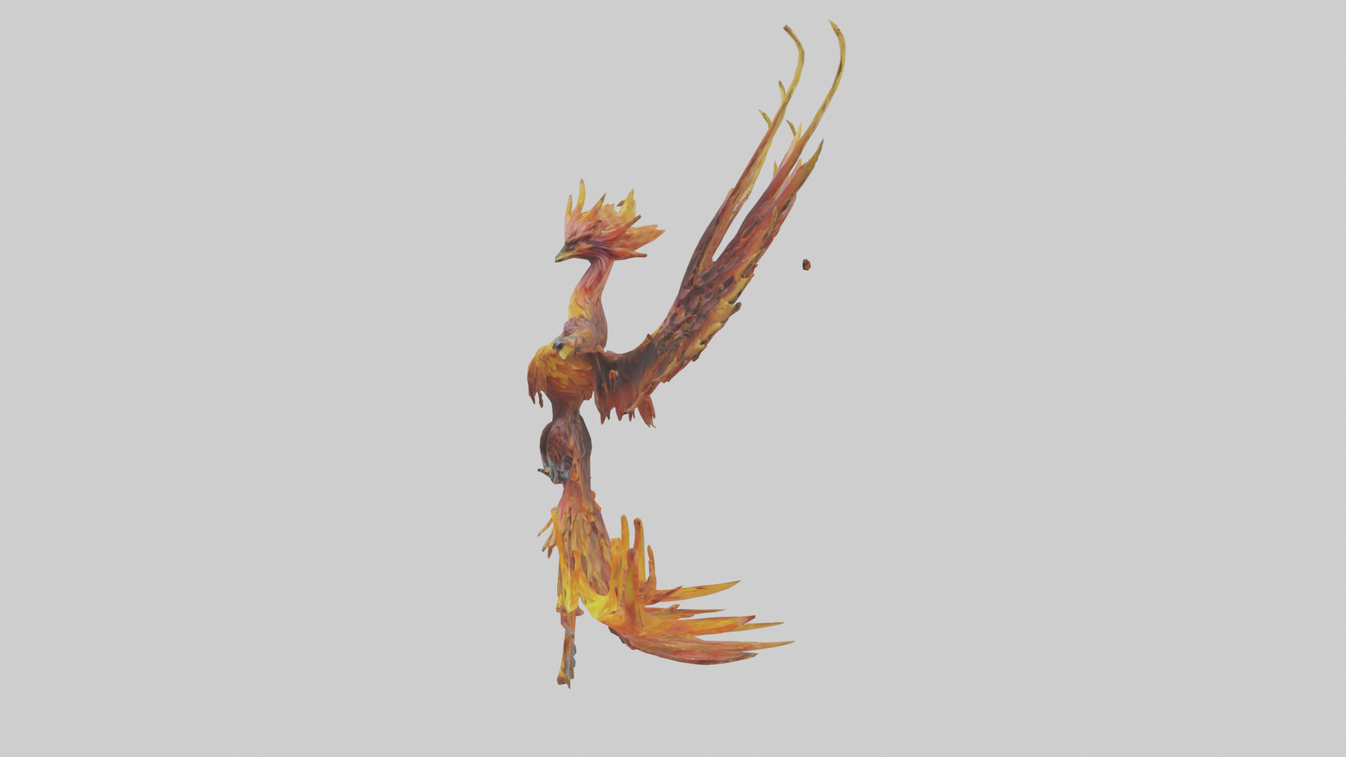 Elemental Phoenix statue model Low-poly 3D model_12
