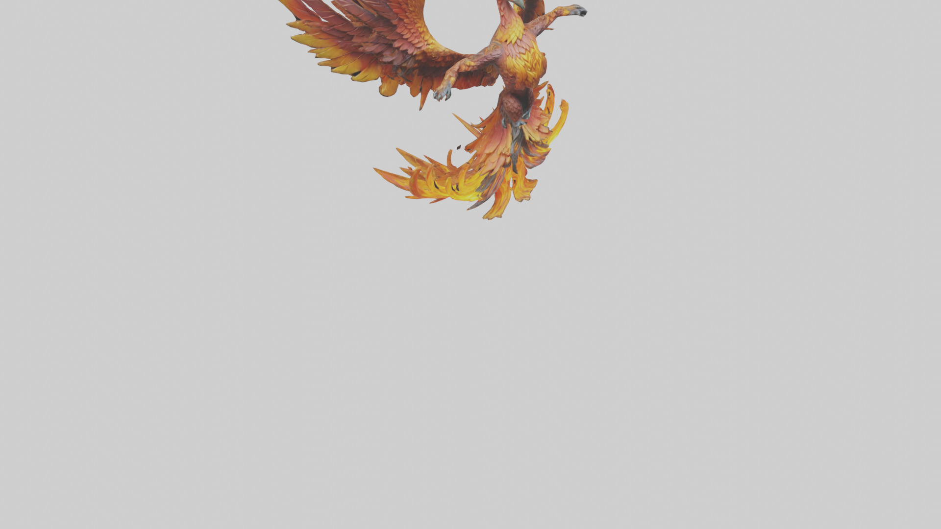 Elemental Phoenix statue model Low-poly 3D model_6