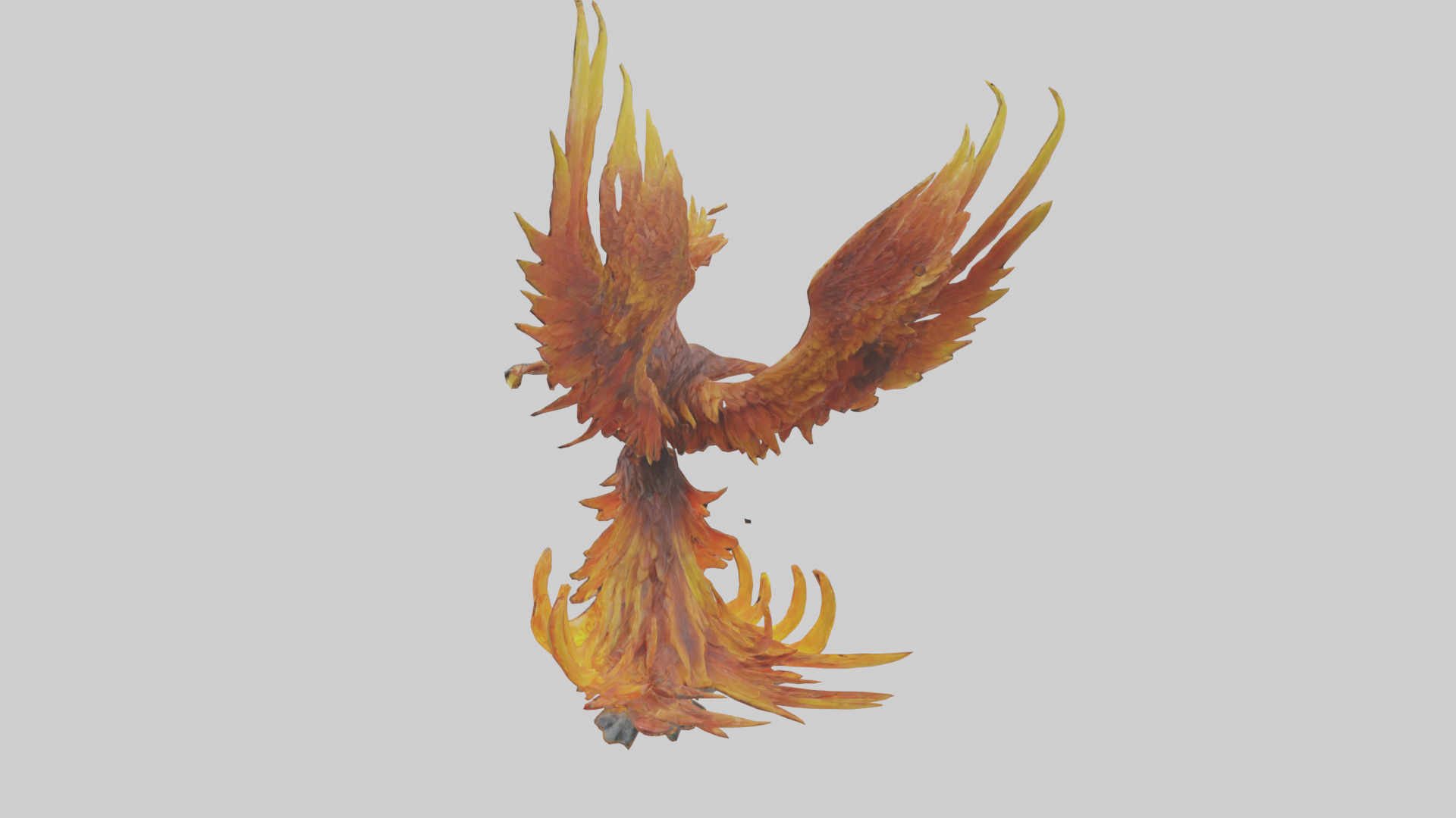 Elemental Phoenix statue model Low-poly 3D model_1