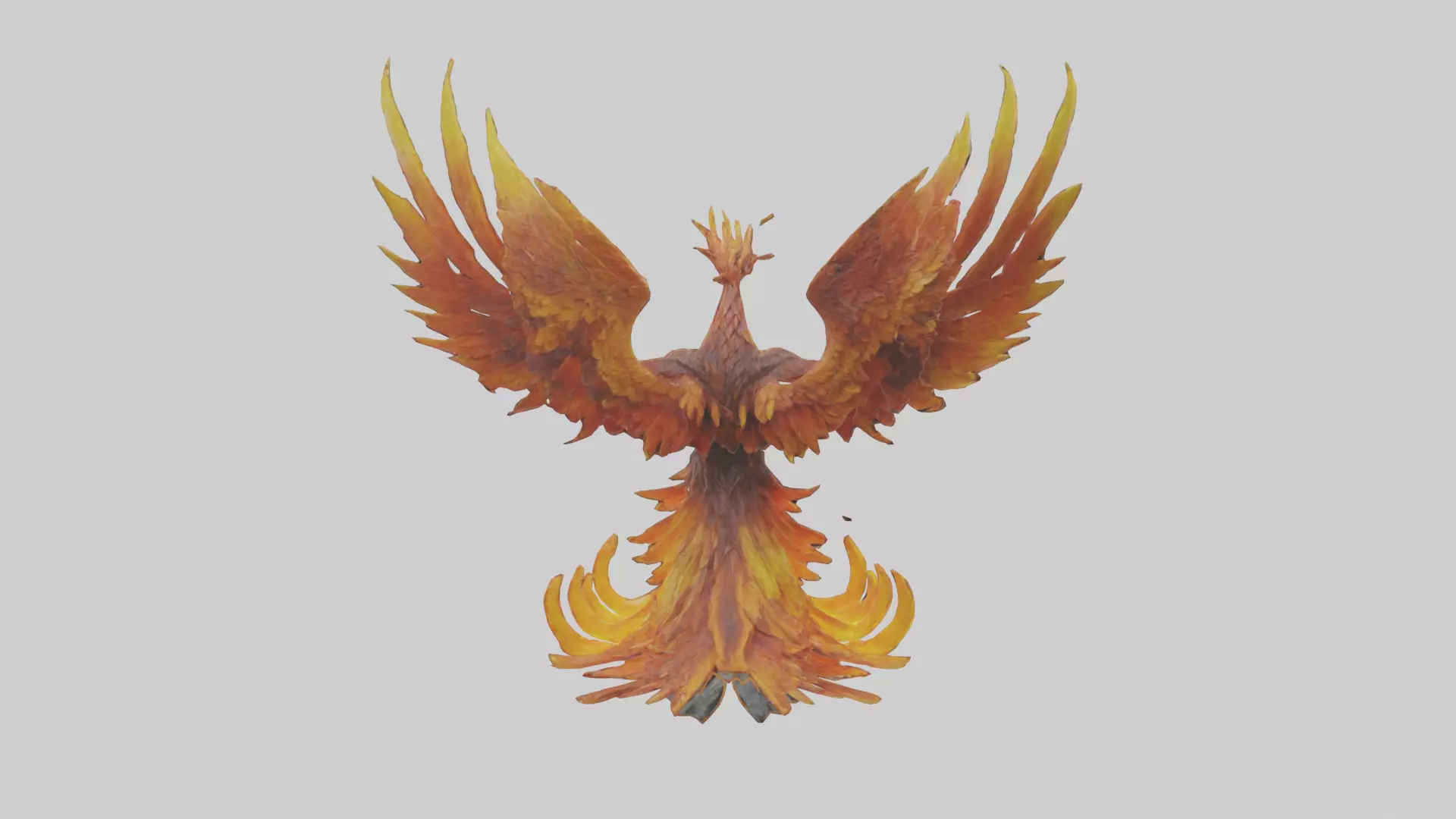 Elemental Phoenix statue model Low-poly 3D model_0