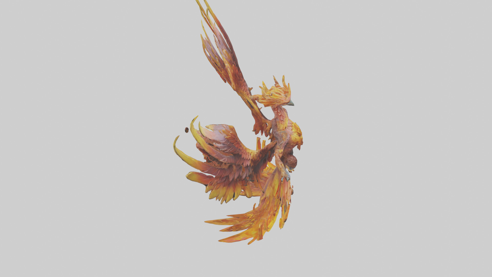 Elemental Phoenix statue model Low-poly 3D model_18