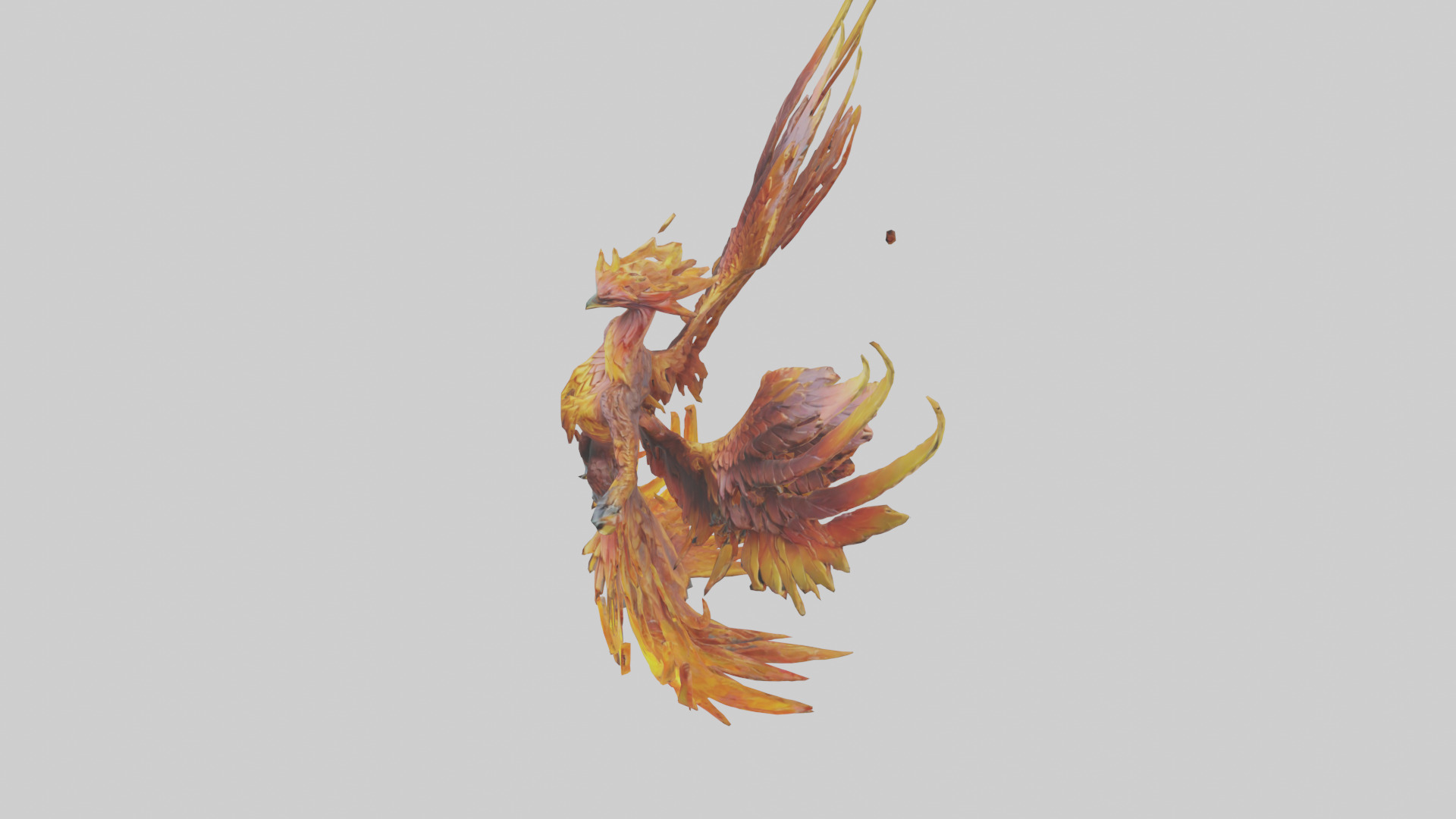 Elemental Phoenix statue model Low-poly 3D model_17