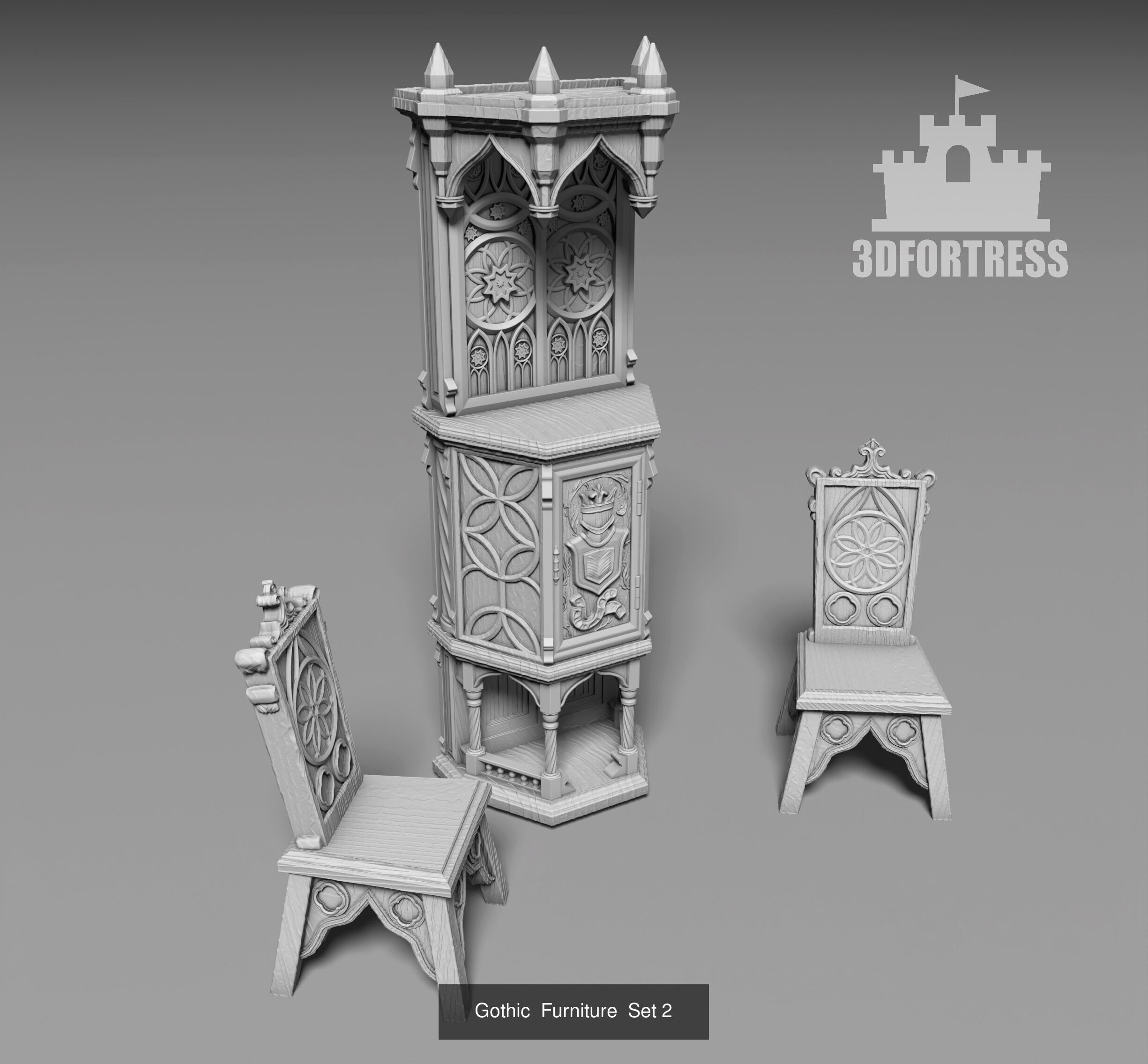 Gothic furniture 3D Model Collection_3
