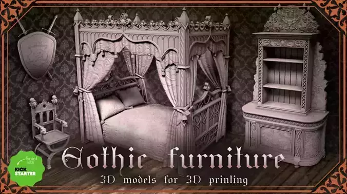 Gothic furniture 3D Model Collection Gothic furniture 3D Model Collection