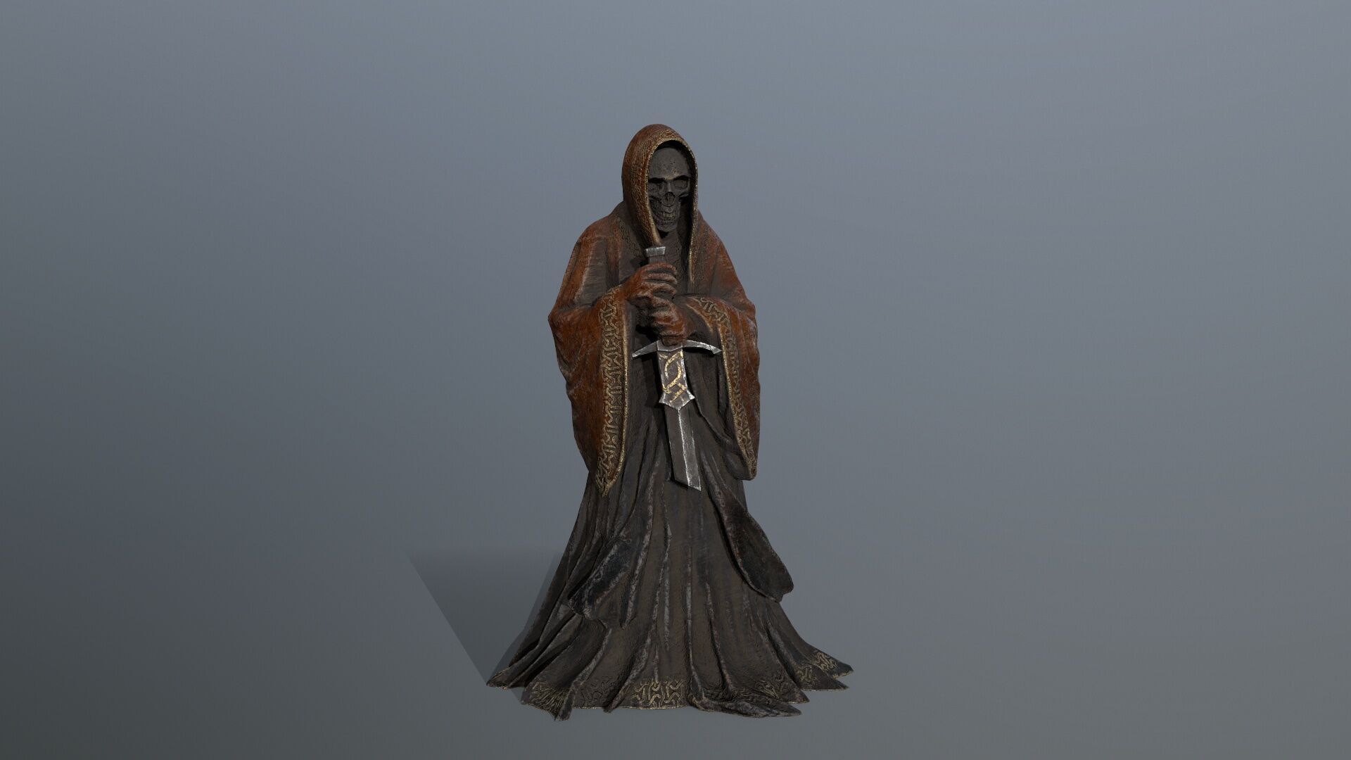 Dark statue Low-poly 3D model_3