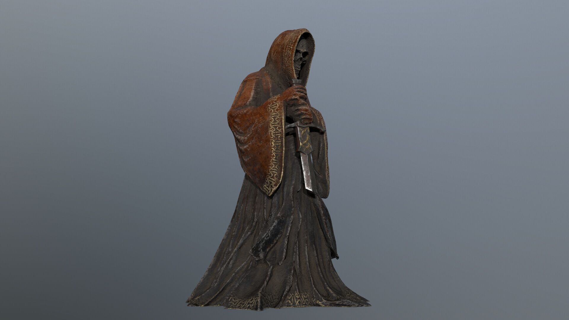 Dark statue Low-poly 3D model_2