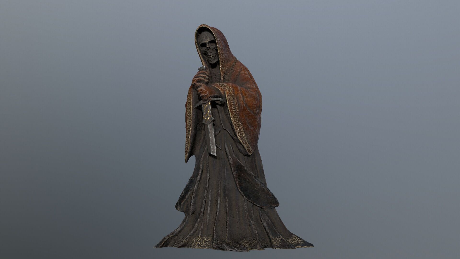 Dark statue Low-poly 3D model_1