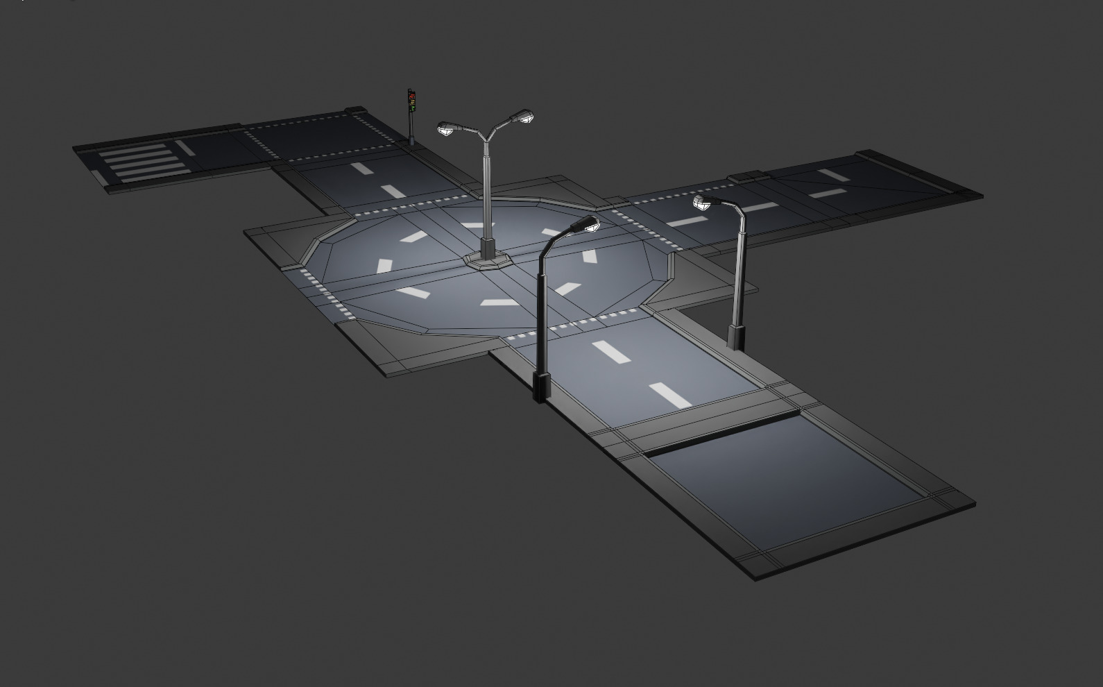 Modular Road Pack Low-poly 3D model_1