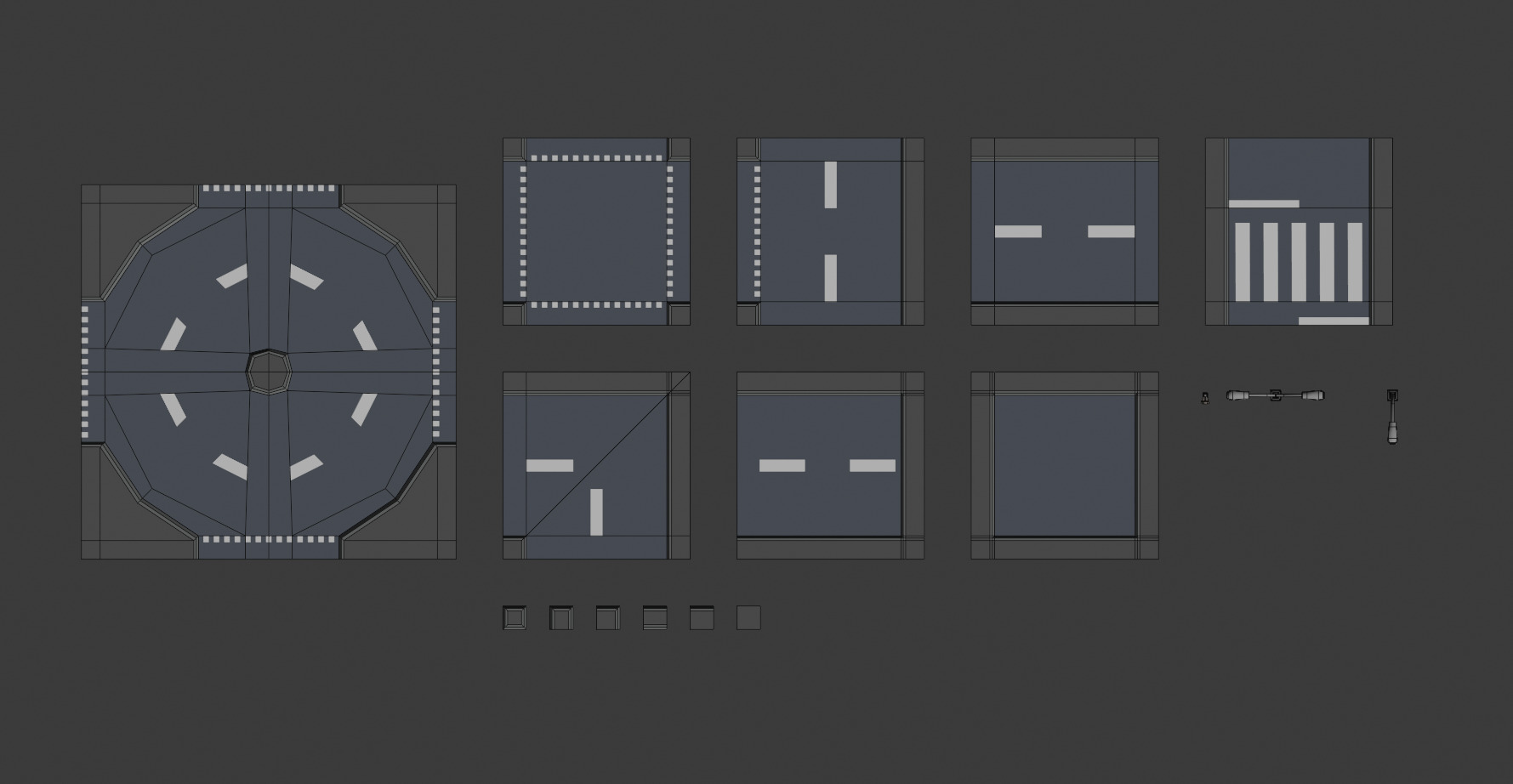 Modular Road Pack Low-poly 3D model_4