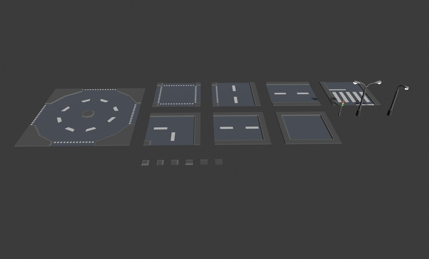 Modular Road Pack Low-poly 3D model_3