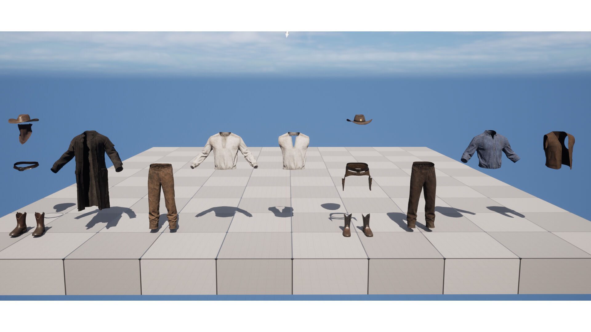 Western Cowboy Outfits Vol 1 - Rigged - Game Ready Low-poly 3D model_11