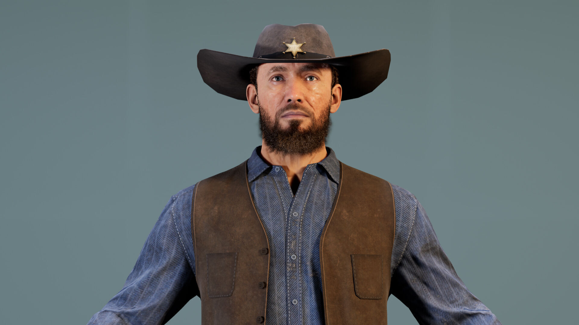 Western Cowboy Outfits Vol 1 - Rigged - Game Ready Low-poly 3D model_4