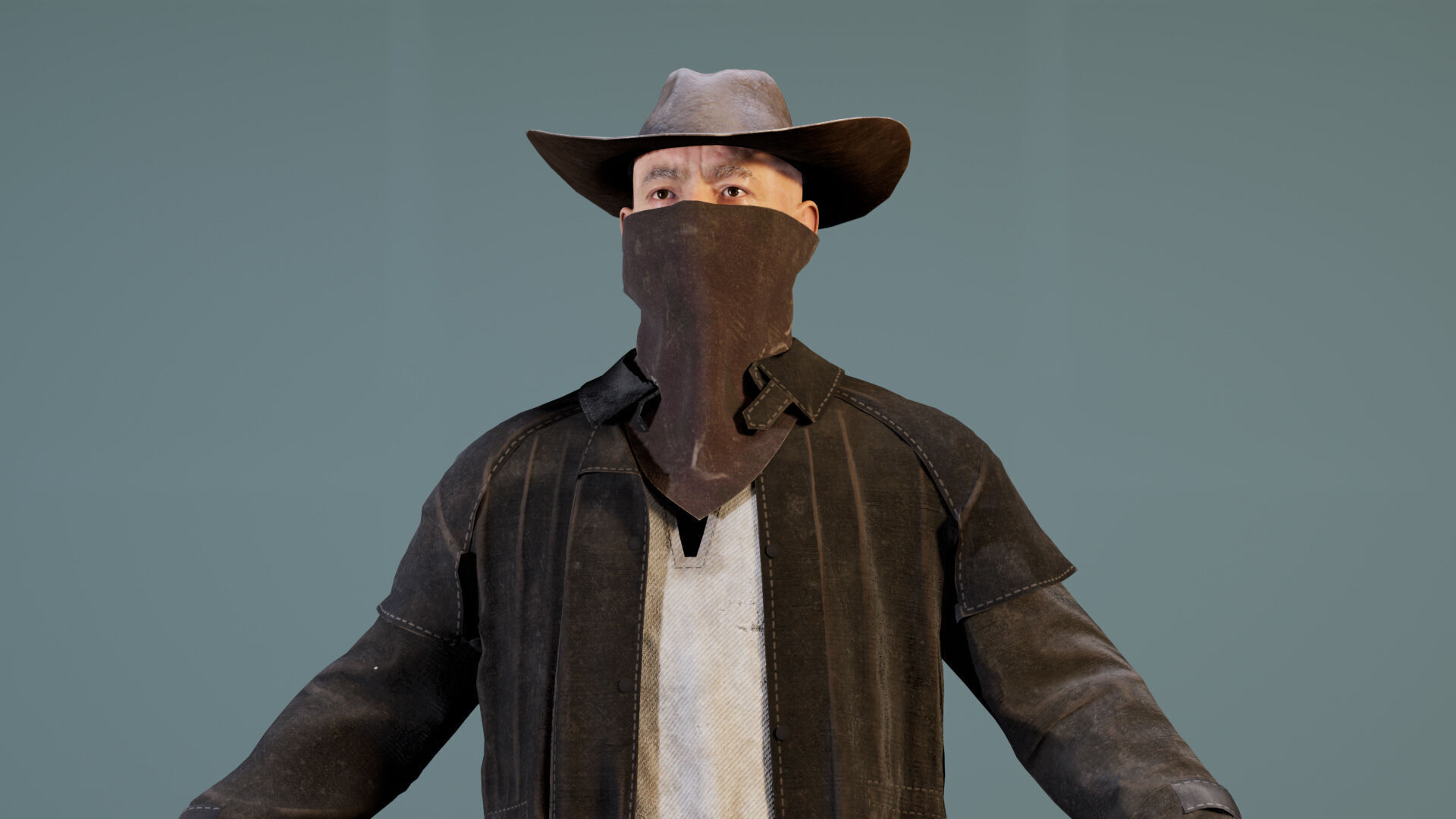Western Cowboy Outfits Vol 1 - Rigged - Game Ready Low-poly 3D model_9