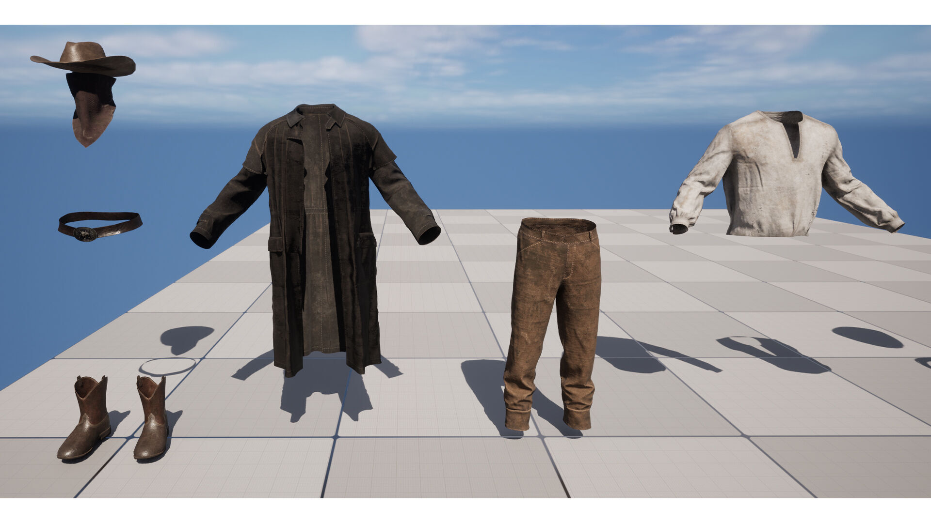 Western Cowboy Outfits Vol 1 - Rigged - Game Ready Low-poly 3D model_13