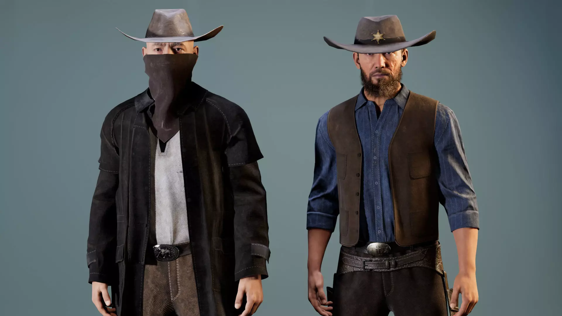 Western Cowboy Outfits Vol 1 - Rigged - Game Ready Low-poly 3D model_0