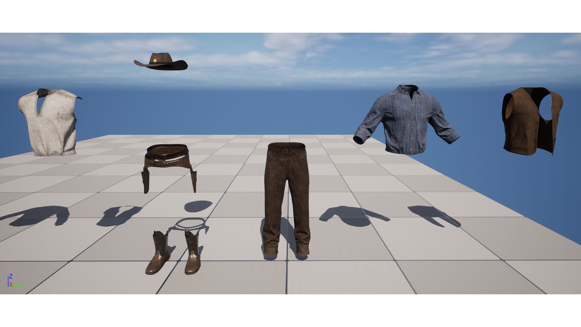 Western Cowboy Outfits Vol 1 - Rigged - Game Ready Low-poly 3D model_12