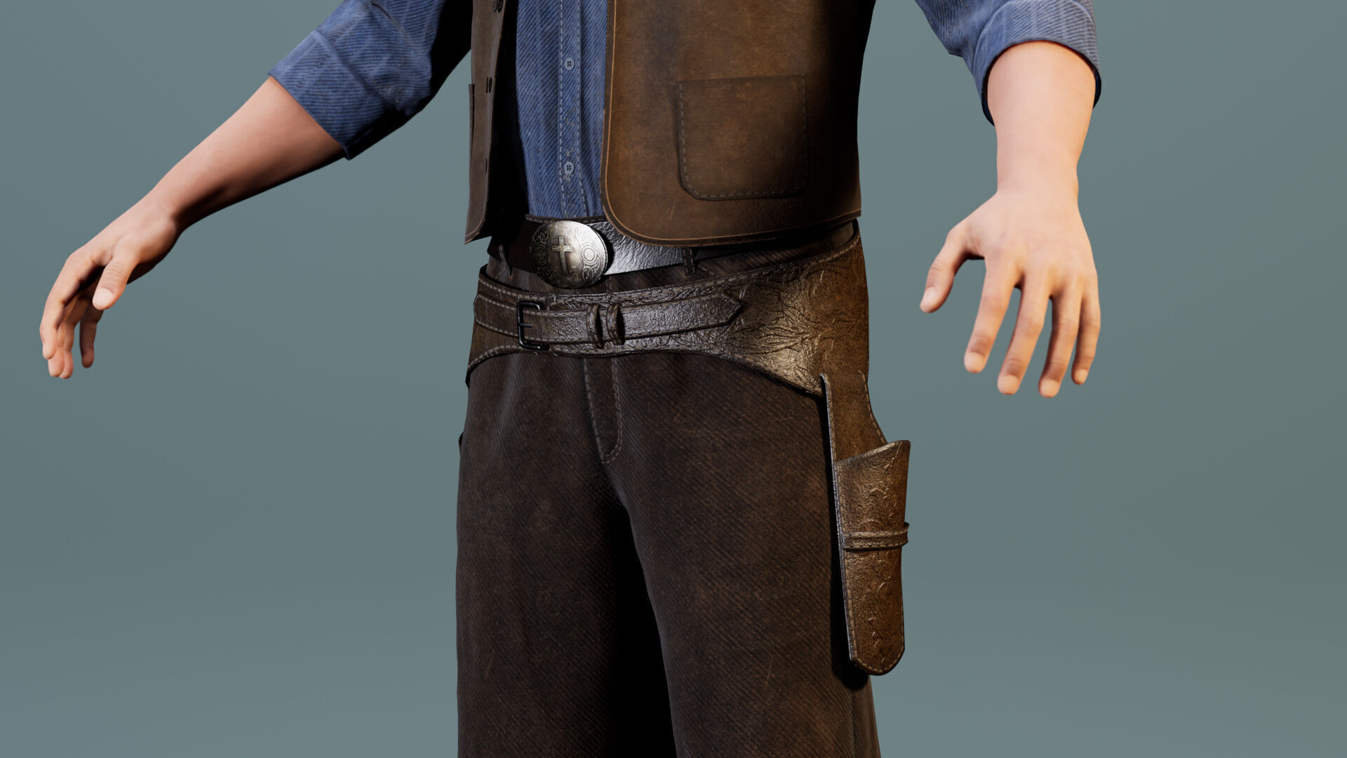 Western Cowboy Outfits Vol 1 - Rigged - Game Ready Low-poly 3D model_6