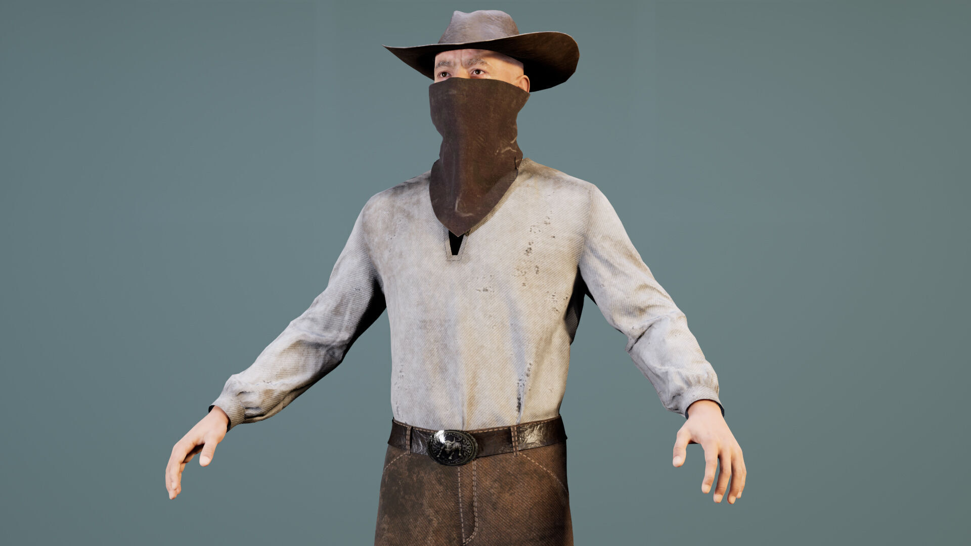 Western Cowboy Outfits Vol 1 - Rigged - Game Ready Low-poly 3D model_10