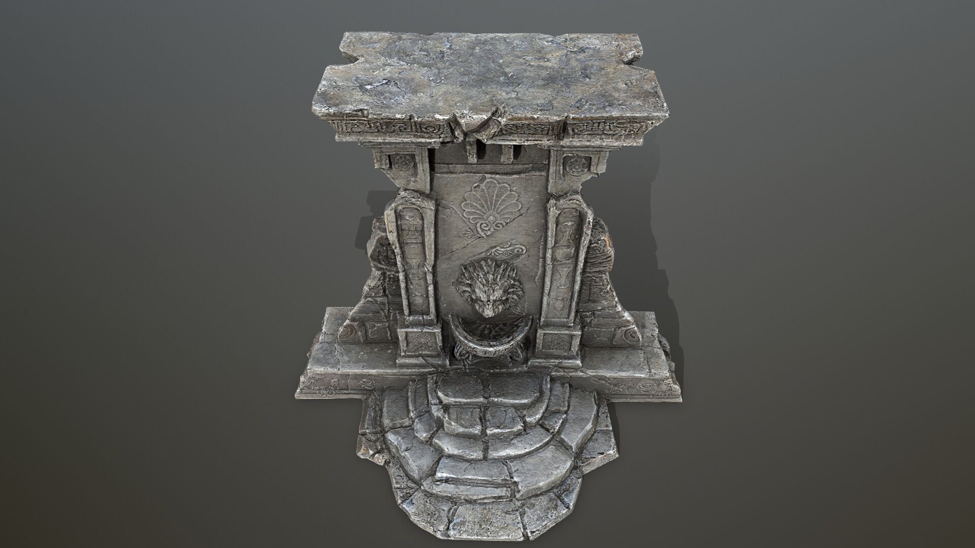 Lion fountain Low-poly 3D model_13