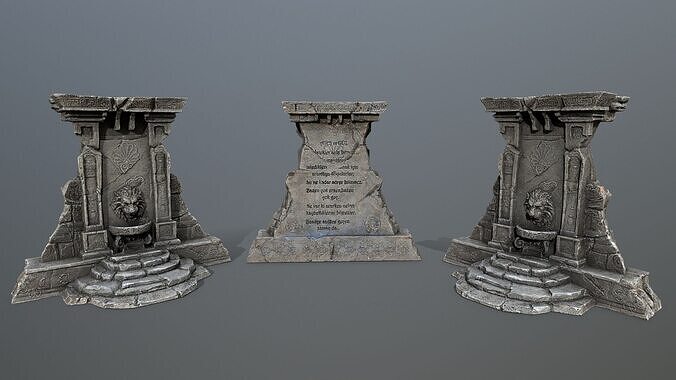 Lion fountain Low-poly 3D model