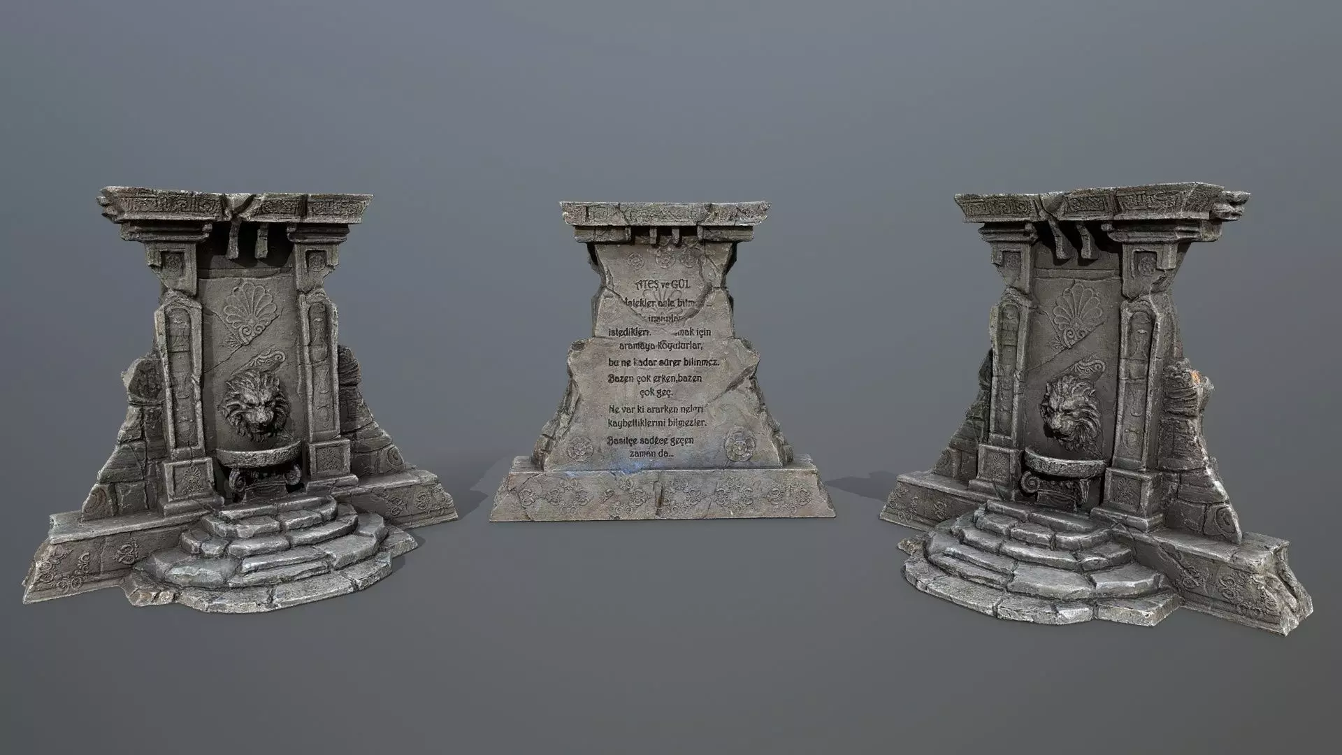 Lion fountain Low-poly 3D model_0