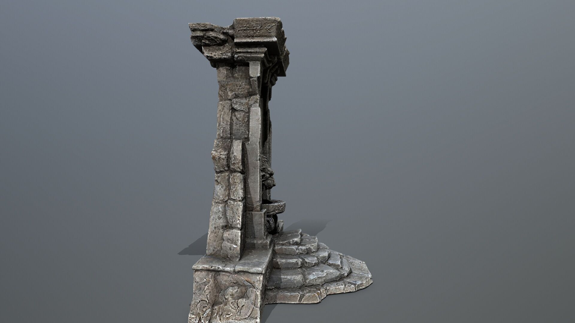 Lion fountain Low-poly 3D model_10