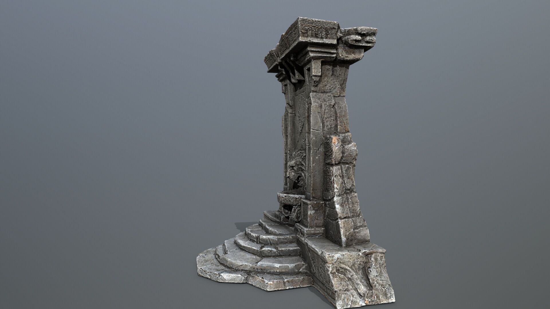 Lion fountain Low-poly 3D model_6