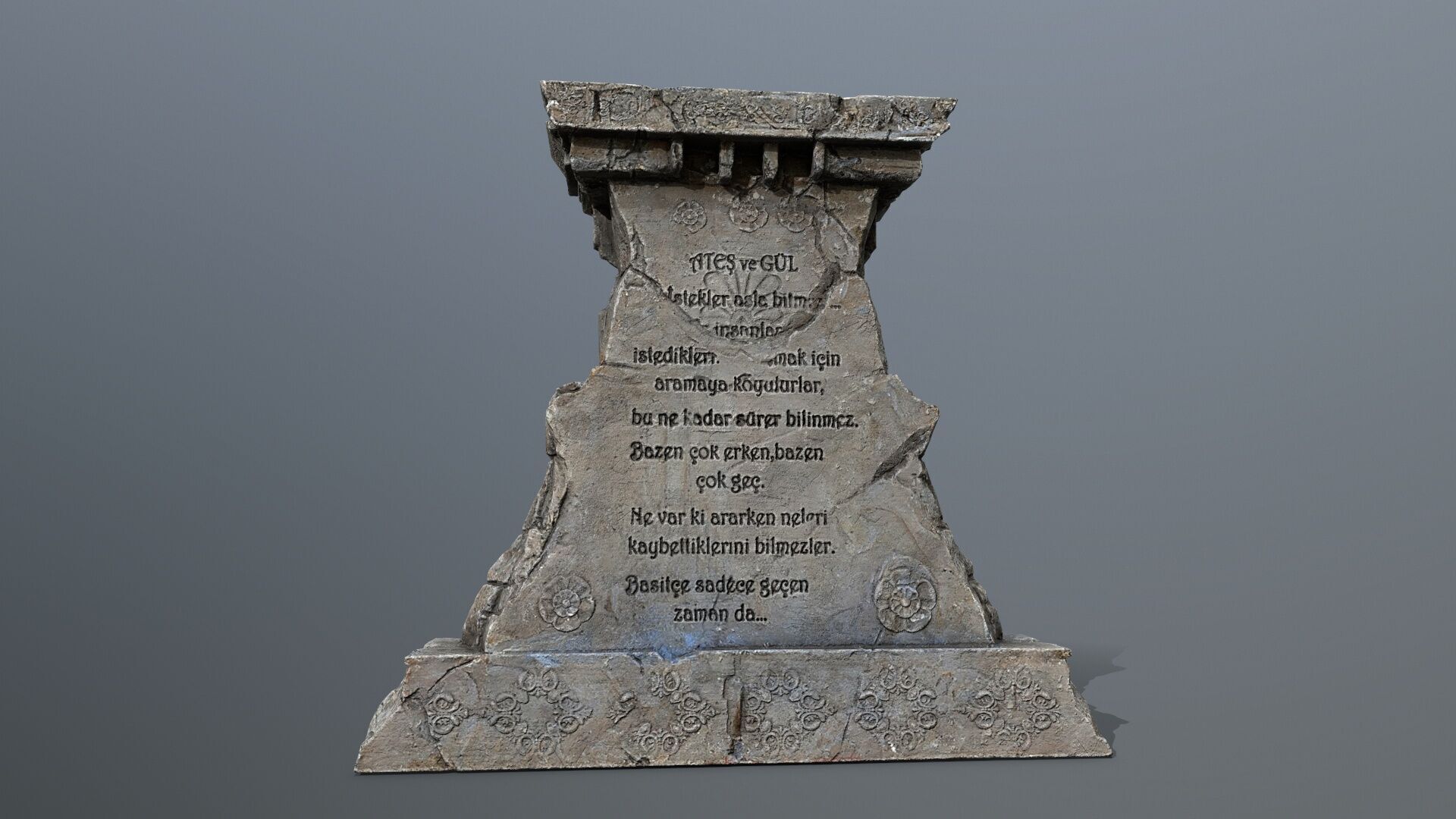 Lion fountain Low-poly 3D model_3