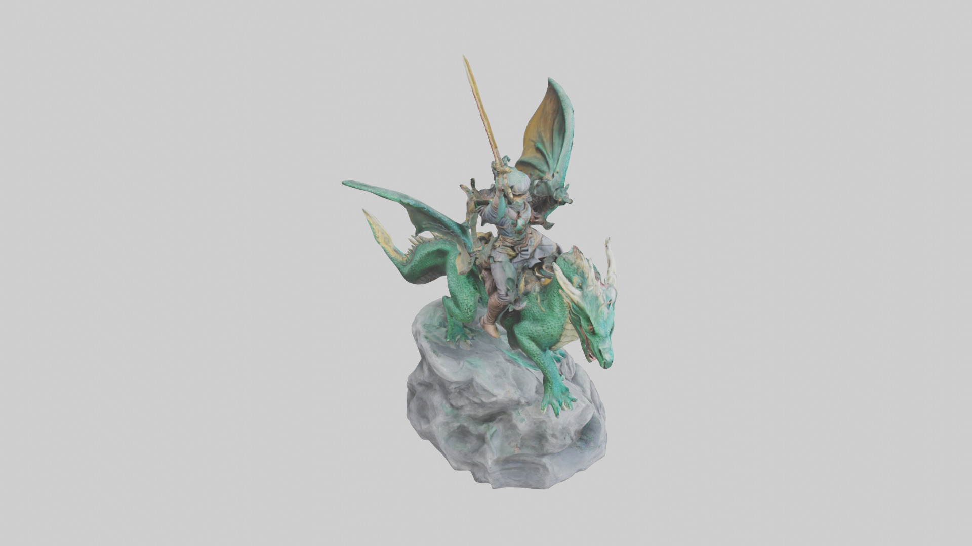 Dragon Rider statue model Low-poly 3D model_4