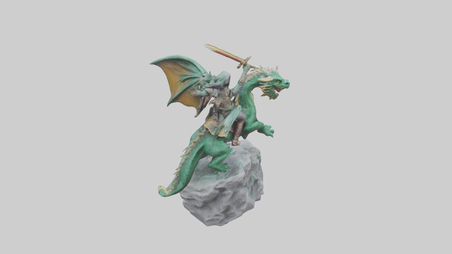Dragon Rider statue model Low-poly 3D model_3