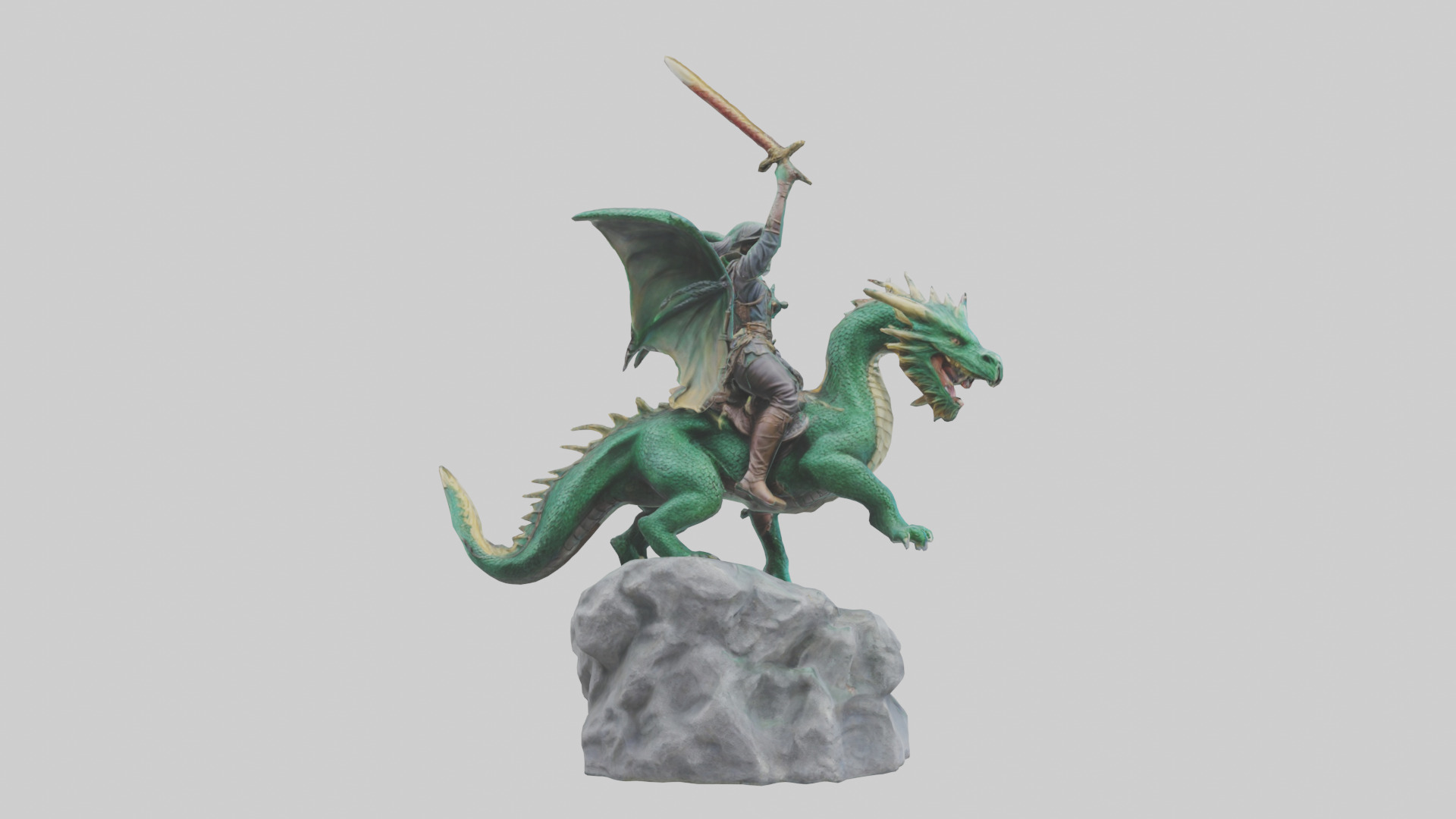 Dragon Rider statue model Low-poly 3D model_11