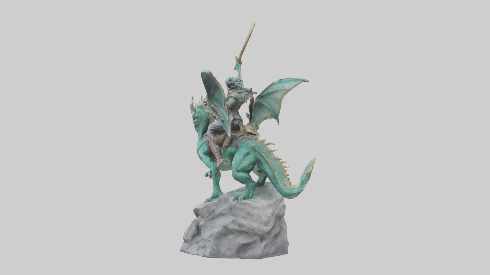 Dragon Rider statue model Low-poly 3D model_6