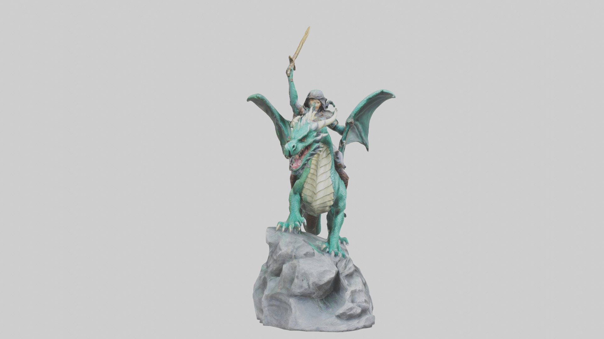 Dragon Rider statue model Low-poly 3D model_7