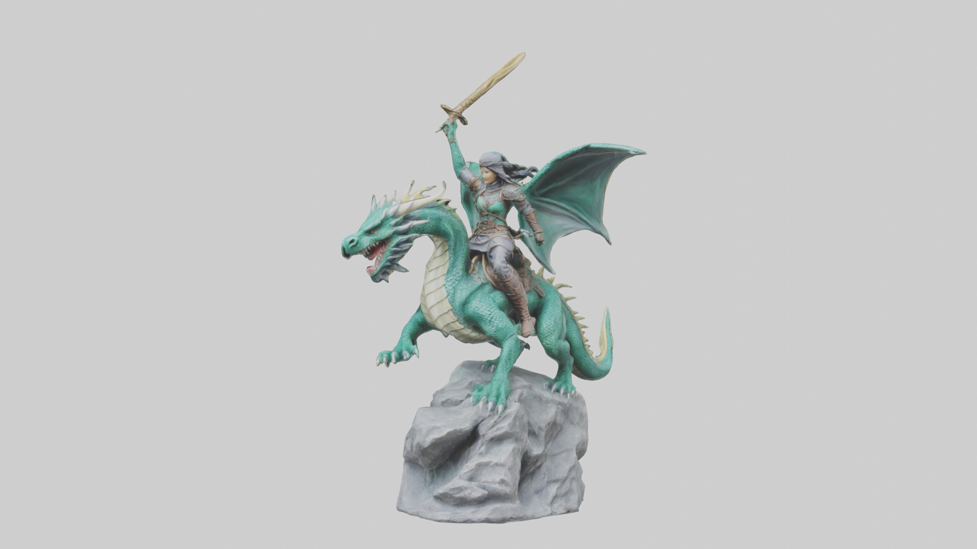 Dragon Rider statue model Low-poly 3D model_1