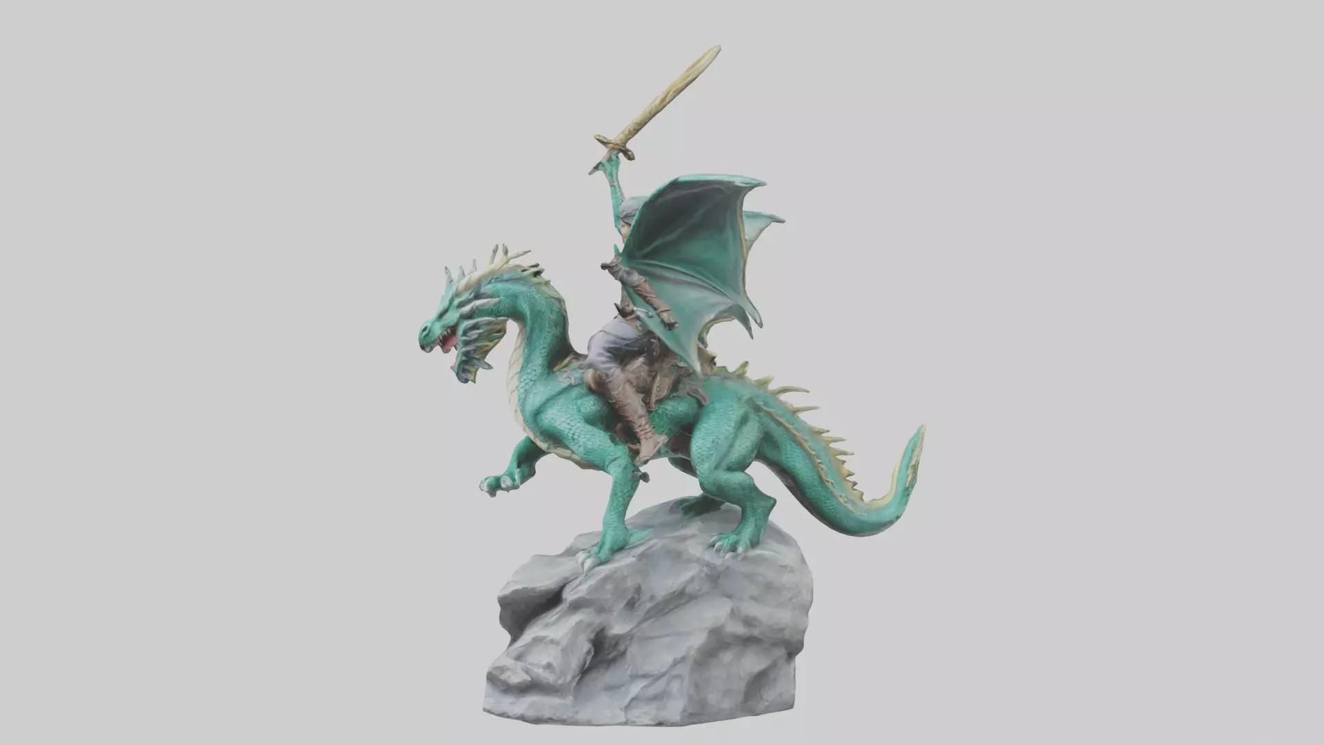 Dragon Rider statue model Low-poly 3D model_0