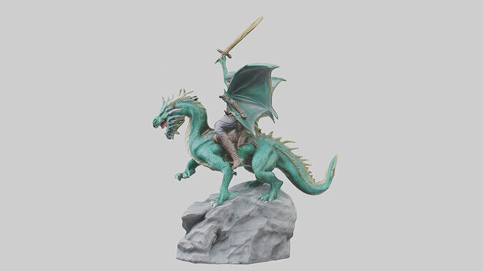 Dragon Rider statue model Low-poly 3D model
