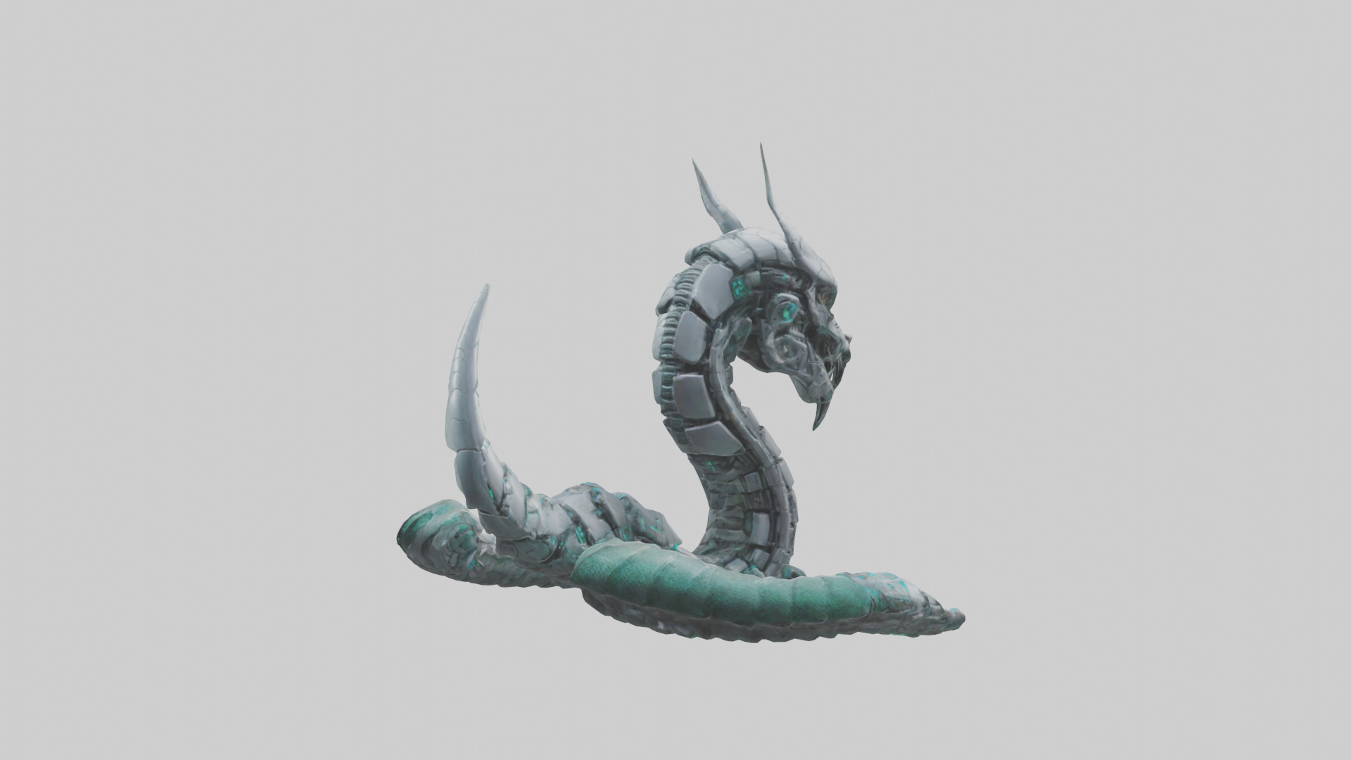 Cybernetic Serpent statue model Low-poly 3D model_2